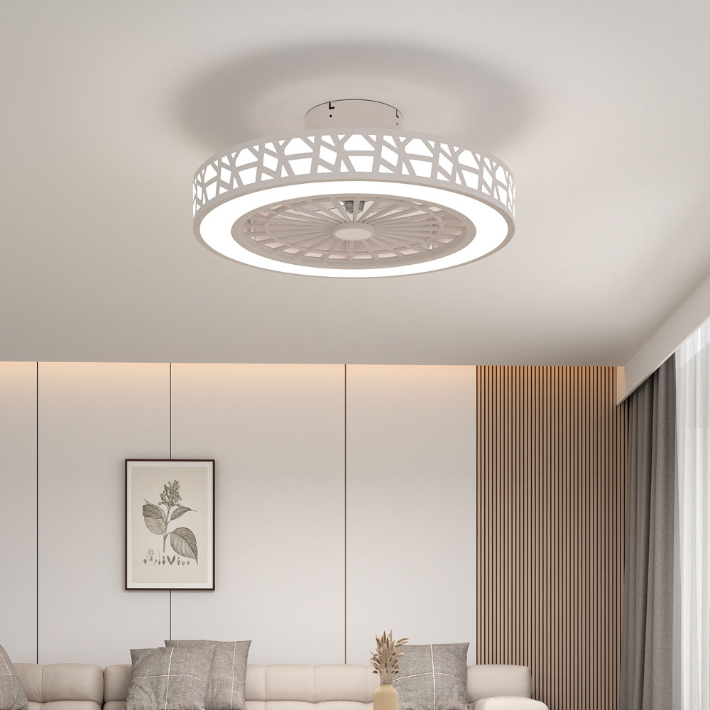 Living and Home White Round Acrylic LED Ceiling Fan Light 20 inch Image 7