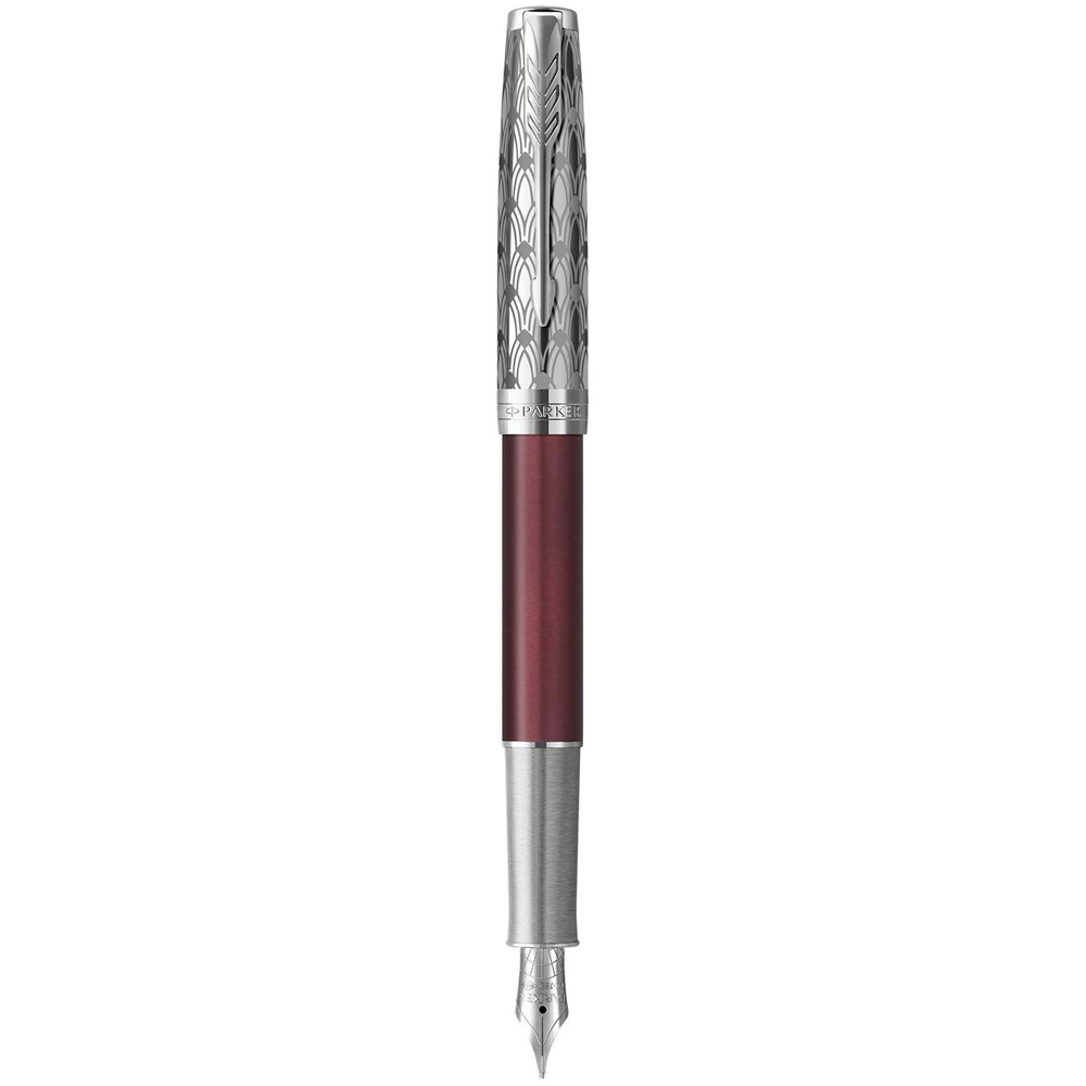 Parker Sonnet Metal Red with Fine 18K Gold Nib Black Ink Fountain Pen Gift Box Image 2
