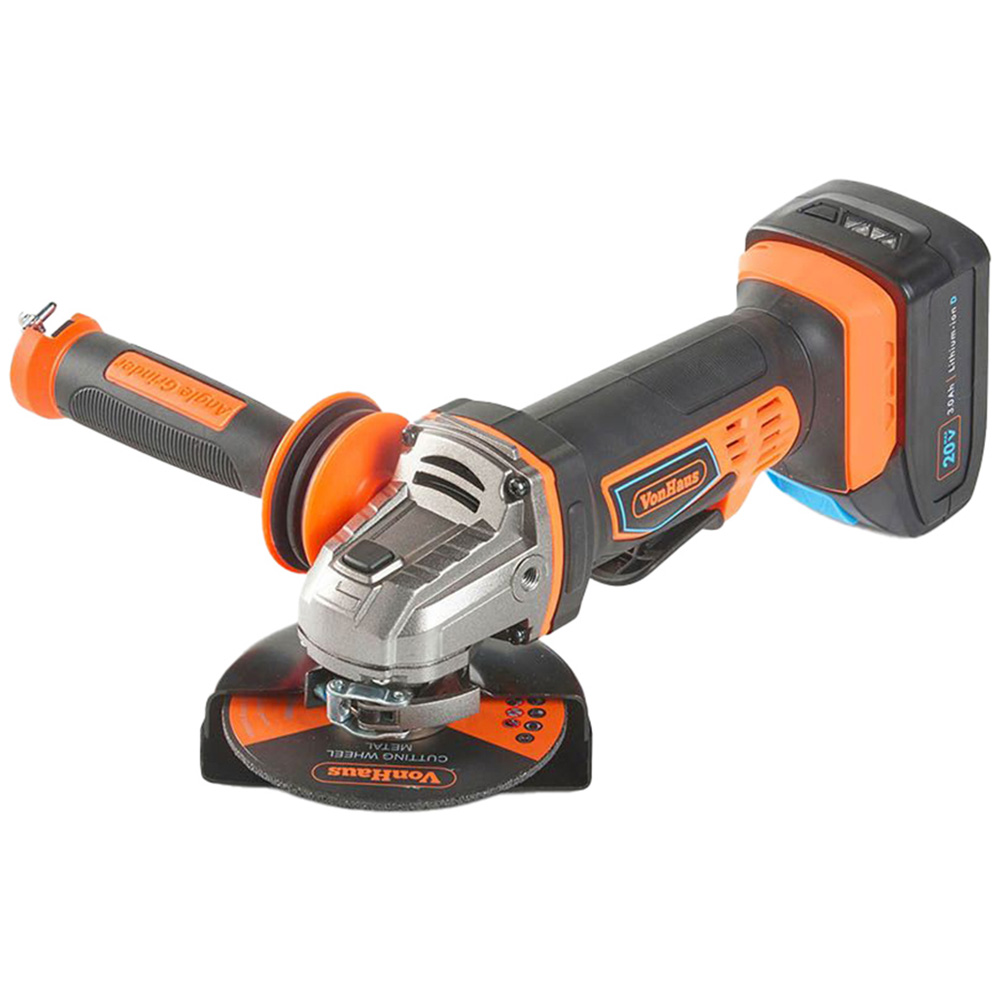 VonHaus 20V Max 3Ah Lithium-Ion Cordless Angle Grinder with Battery Charger 115mm Image 1