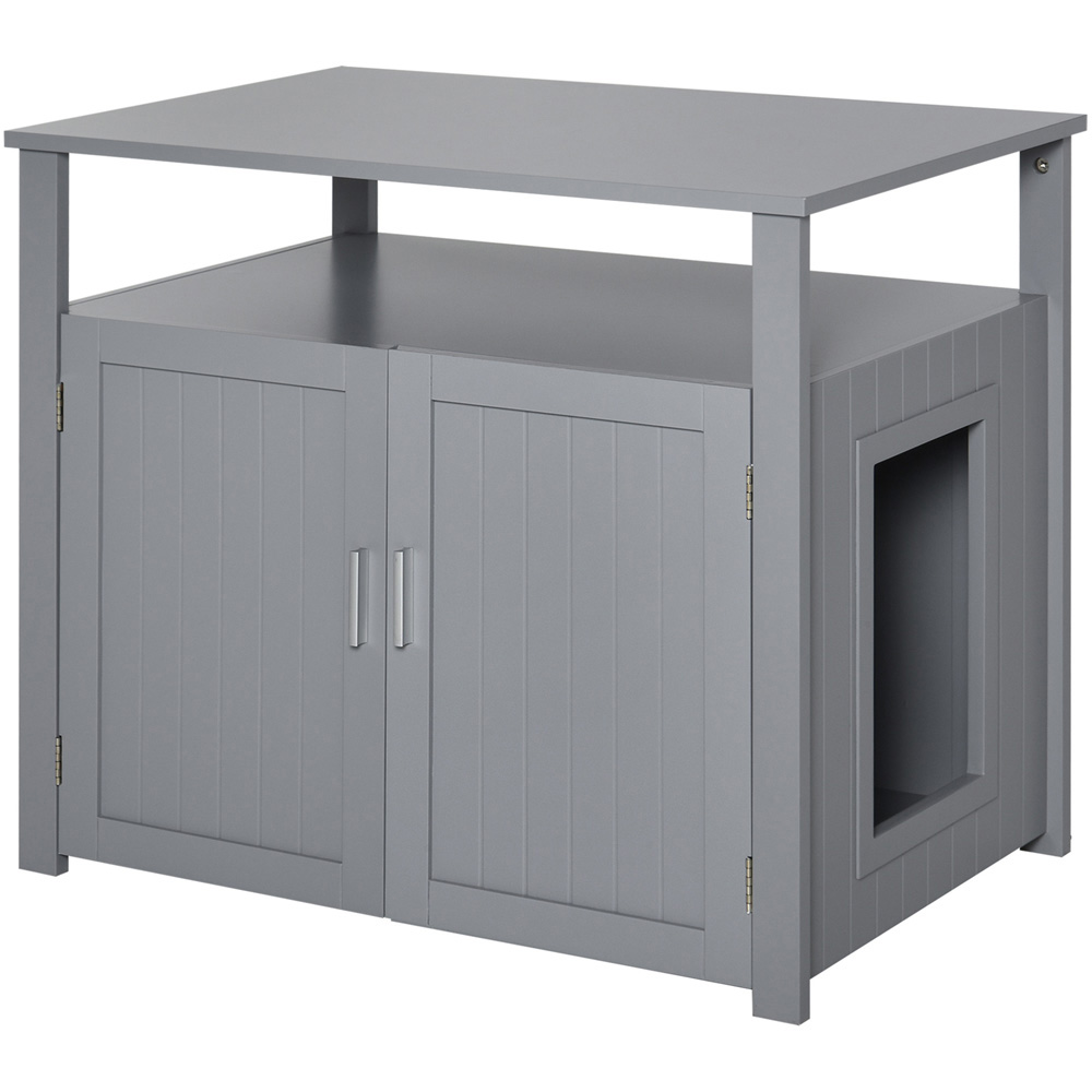 PawHut Enclosure Grey Cat Litter Box 76 x 51 x 66cm Image 1