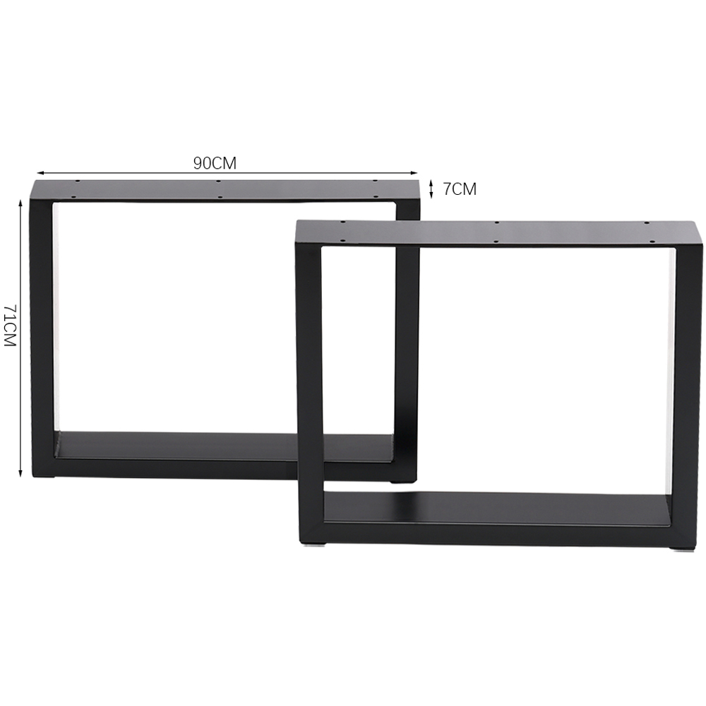 Living and Home Black Industrial Rectangular Metal Table Leg 90 x 71cm 2 Pack Image 2