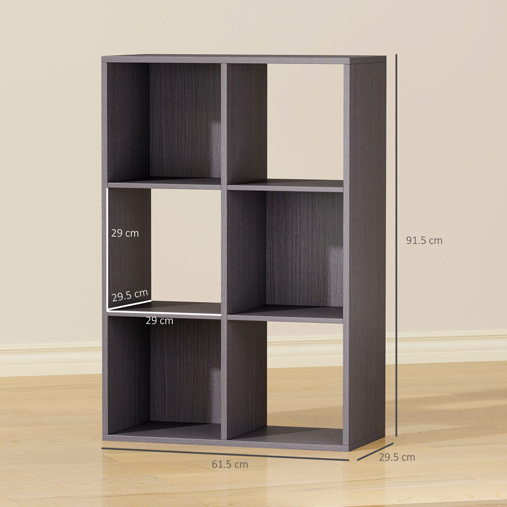 HOMCOM 6 Cube Grey Bookshelf Image 9