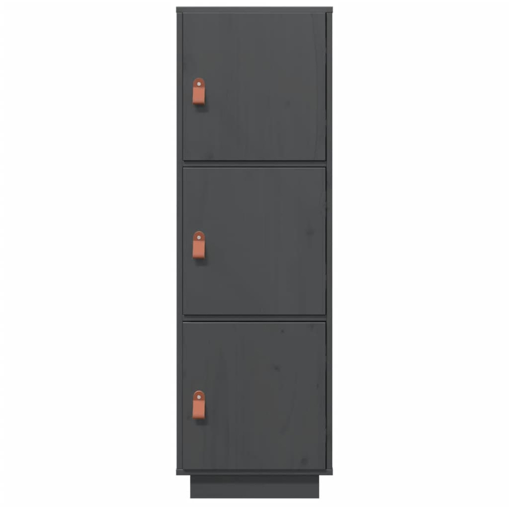 vidaXL 3 Door Grey Solid Pine Wood Highboard Image 5