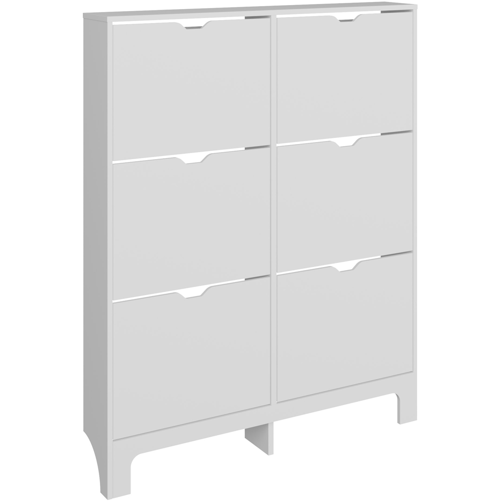 GFW White Narrow 6 Drawer Shoe Cabinet Image 2