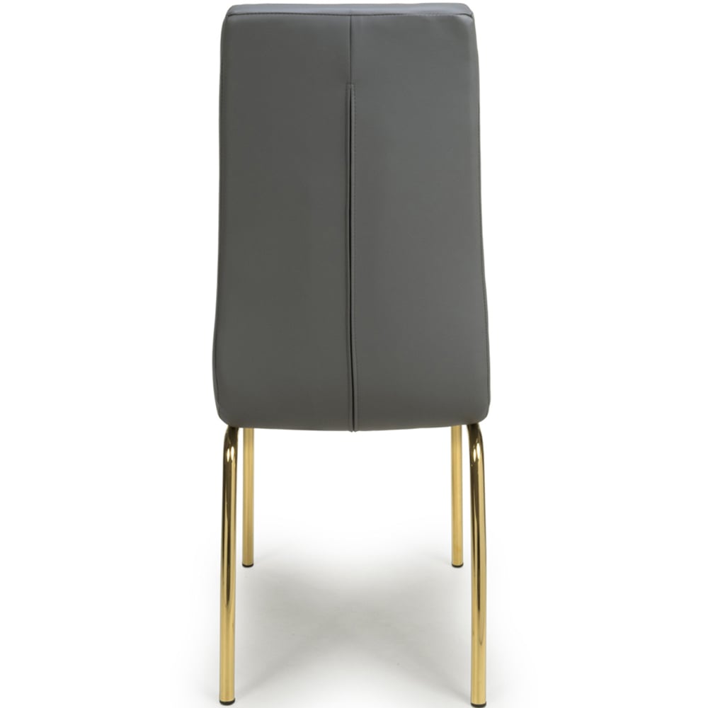 Shankar Jenner Set of 2 Grey and Gold Leather Effect Dining Chair Image 4
