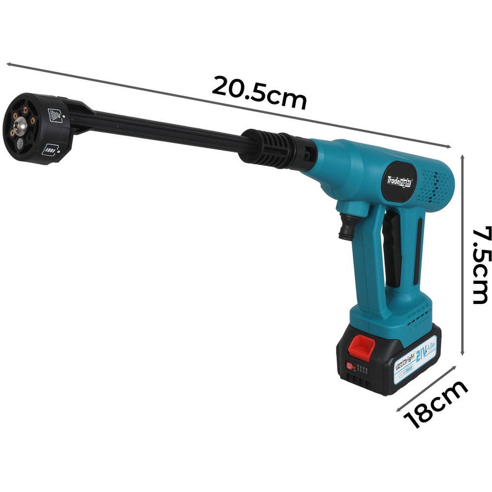 Traderight HW0297-UK 50 Bar Cordless Handheld Pressure Washer with 2 Batteries and Accessories Image 9