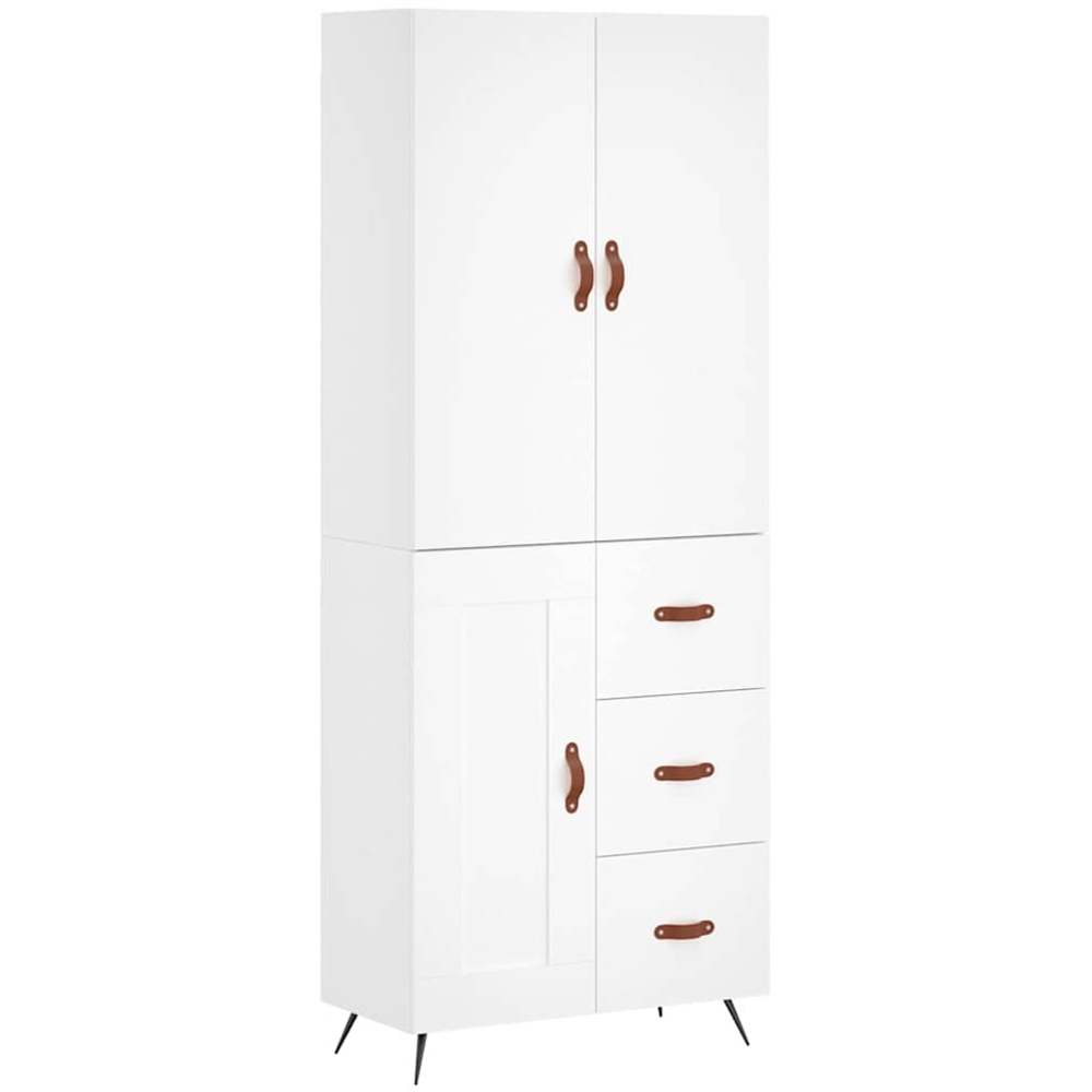 vidaXL 3 Door 3 Drawer White Tall Highboard with Metal Legs Image 2