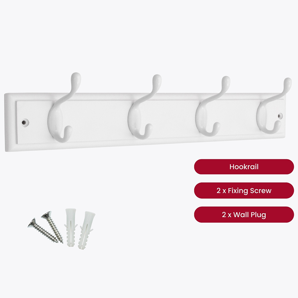 Headbourne White 4 Hook Coat Rail Image 3