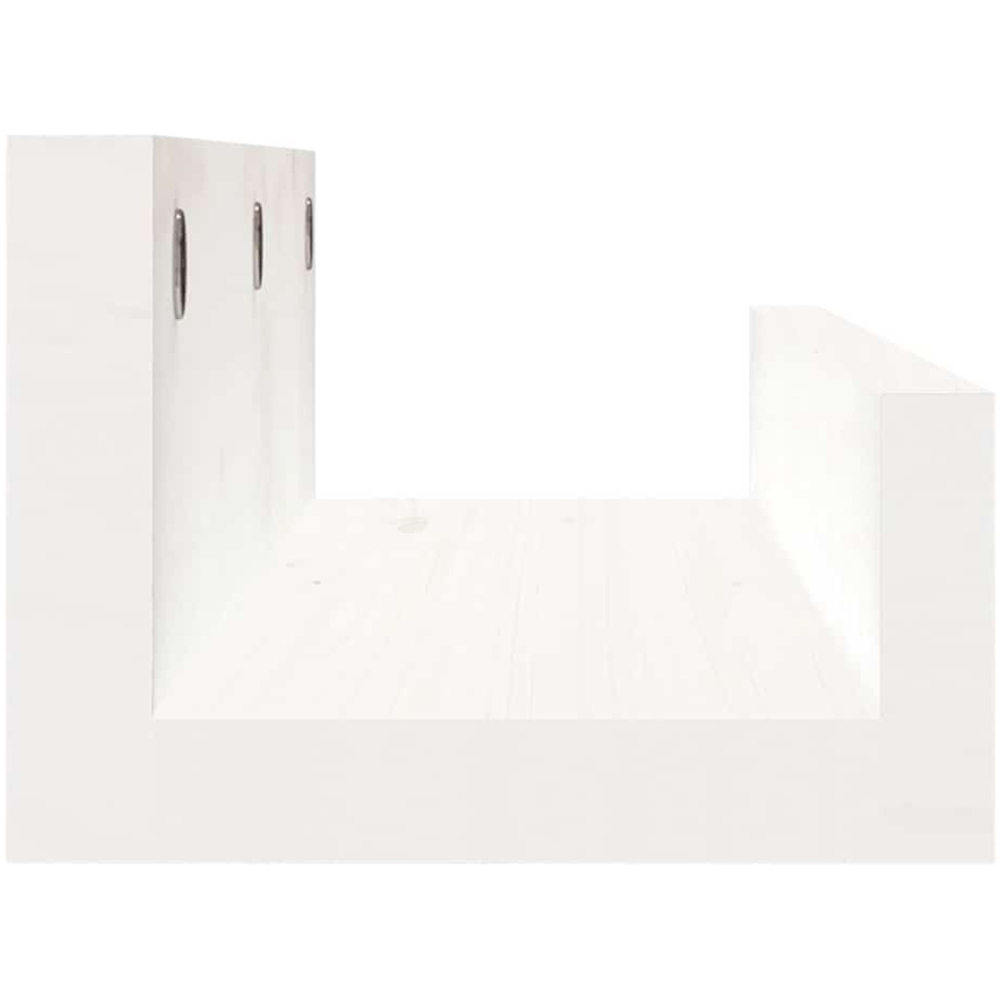 vidaXL 50 x 12 x 9cm Set of 2 White Solid Wood Pine Wall Shelf Image 5