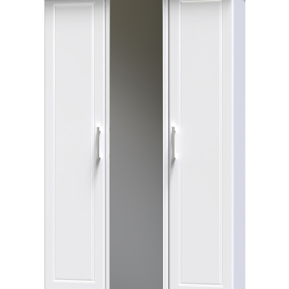 Crowndale Kent Ready Assembled 3 Door White Ash and Modern Oak Mirrored Wardrobe Image 2