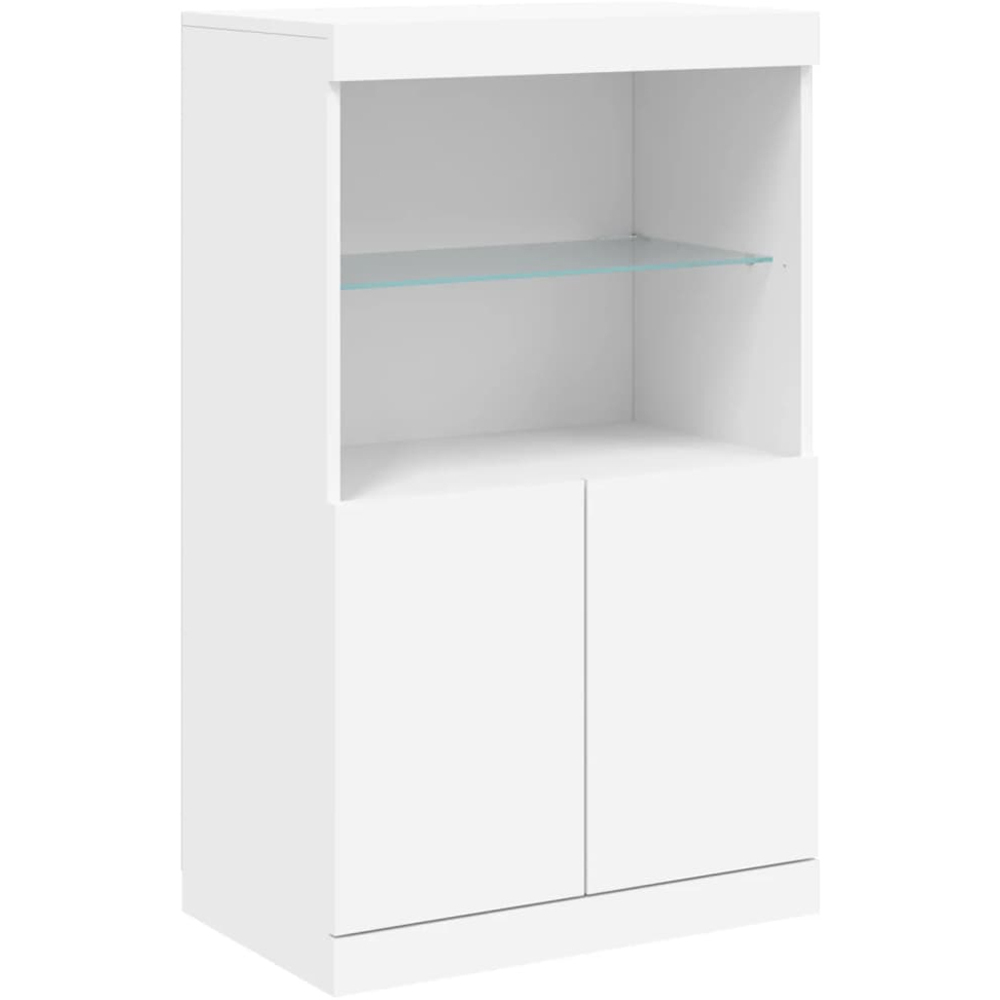 vidaXL 2 Door 2 Shelf White LED Sideboard Set of 3 Image 7