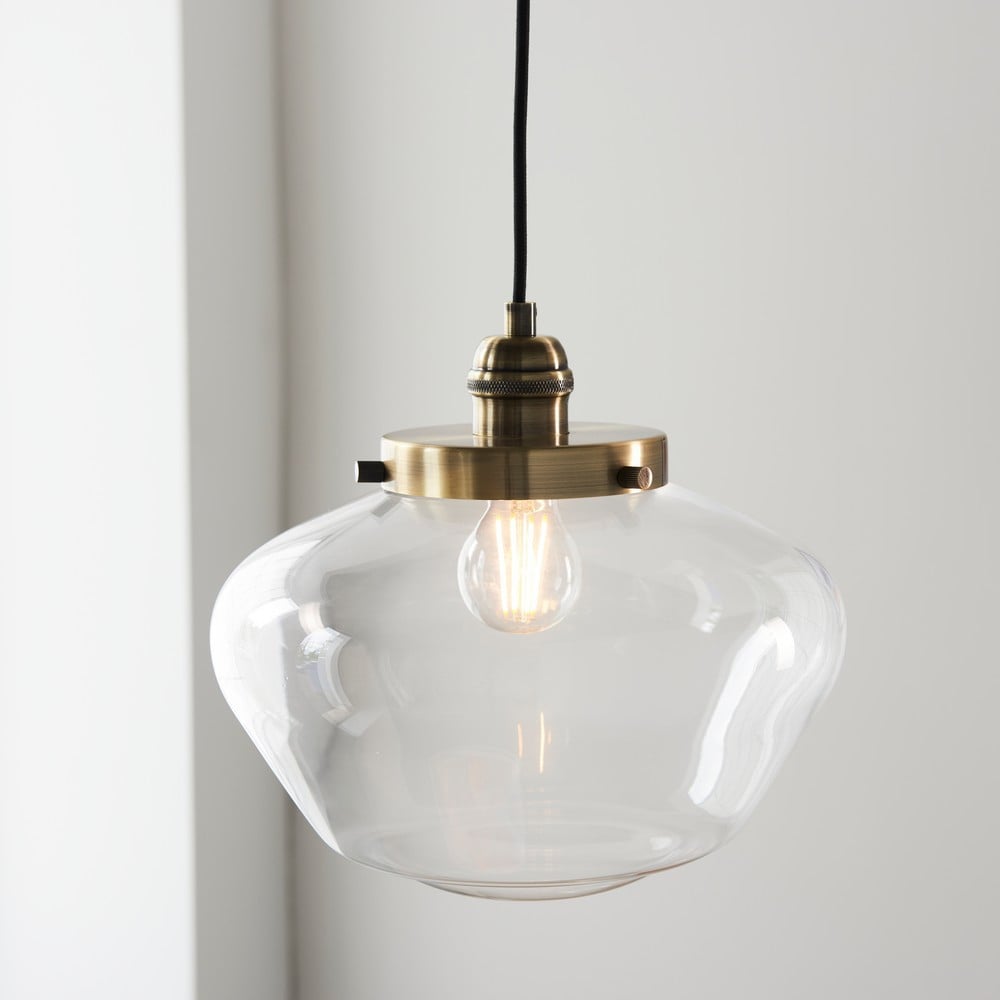 Merano Finale Antique Brass Clear Glass Pendant Ceiling Light Image 2