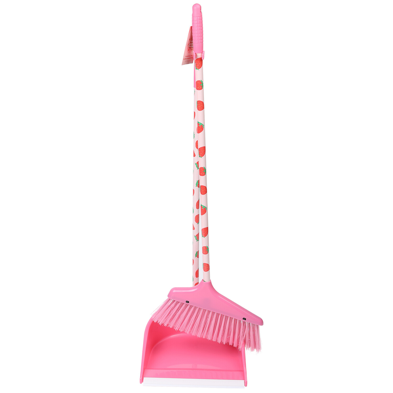 Strawberry Long Dustpan and Brush - Pink Image 1