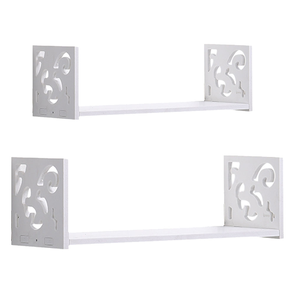 Living and Home 2 Pack White U Shaped Wall Hanging Shelves Image 1
