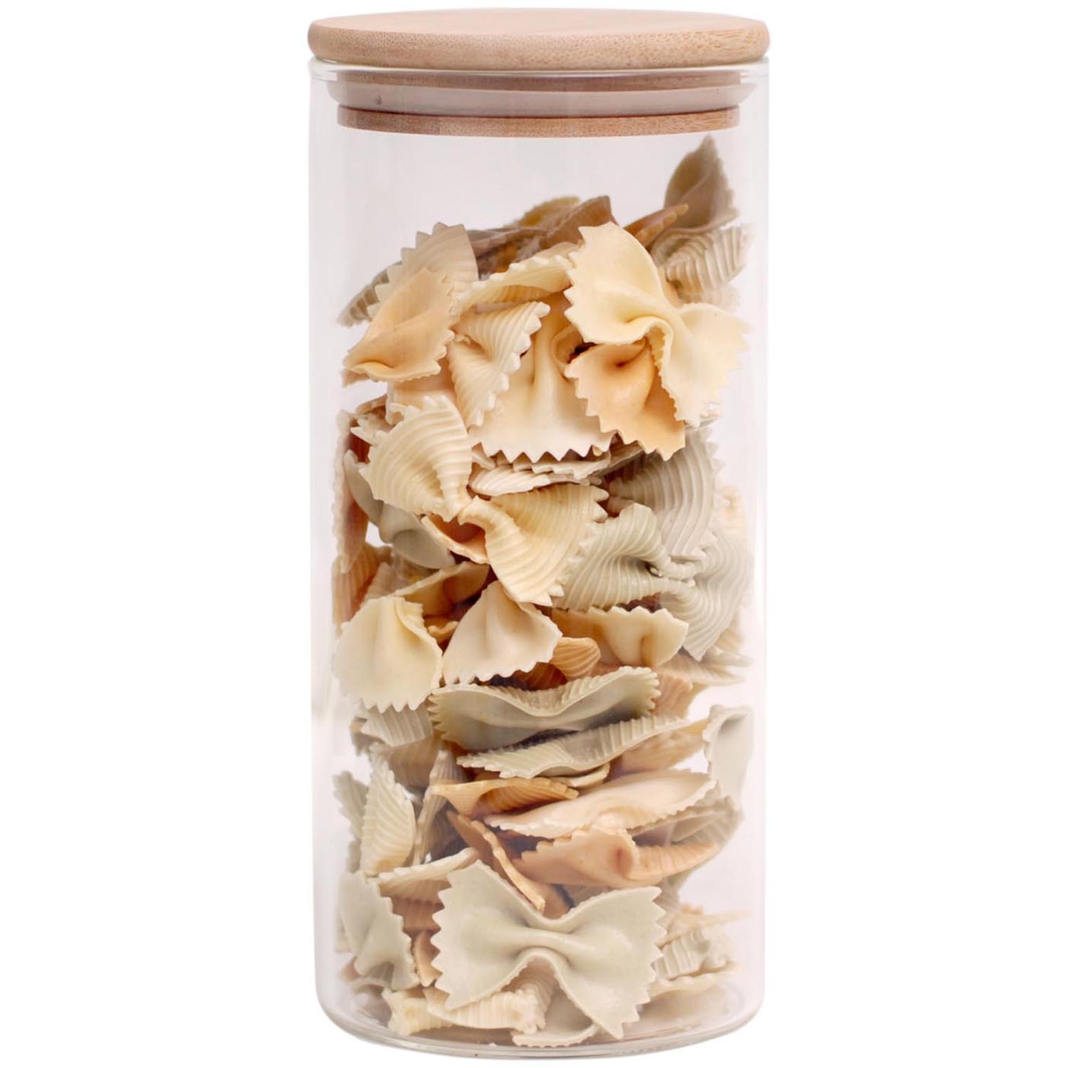 1L Clear Glass Storage Jar with Bamboo Lid Image