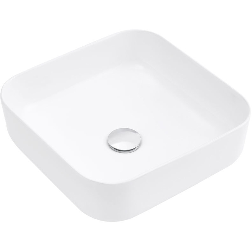H&O Direct White Square Ceramic Vessel Basin Image 1