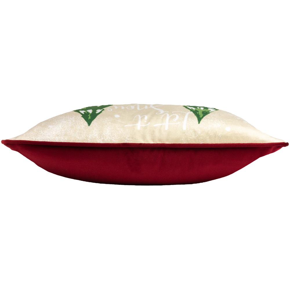 Furn Multicolour Jolly Santa Let It Snow Printed Piped Velvet Reversible Cushion 43 x 43cm Image 3