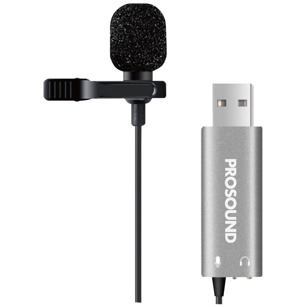 ProSound Lavalier USB Microphone with 3.5mm Audio Socket Image 1