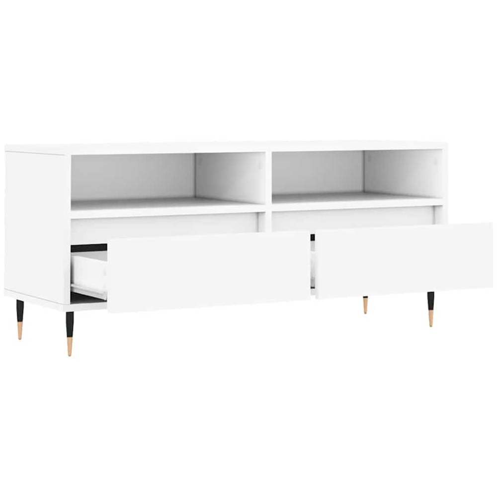 vidaXL 2 Drawer 2 Shelf White TV Cabinet Image 6