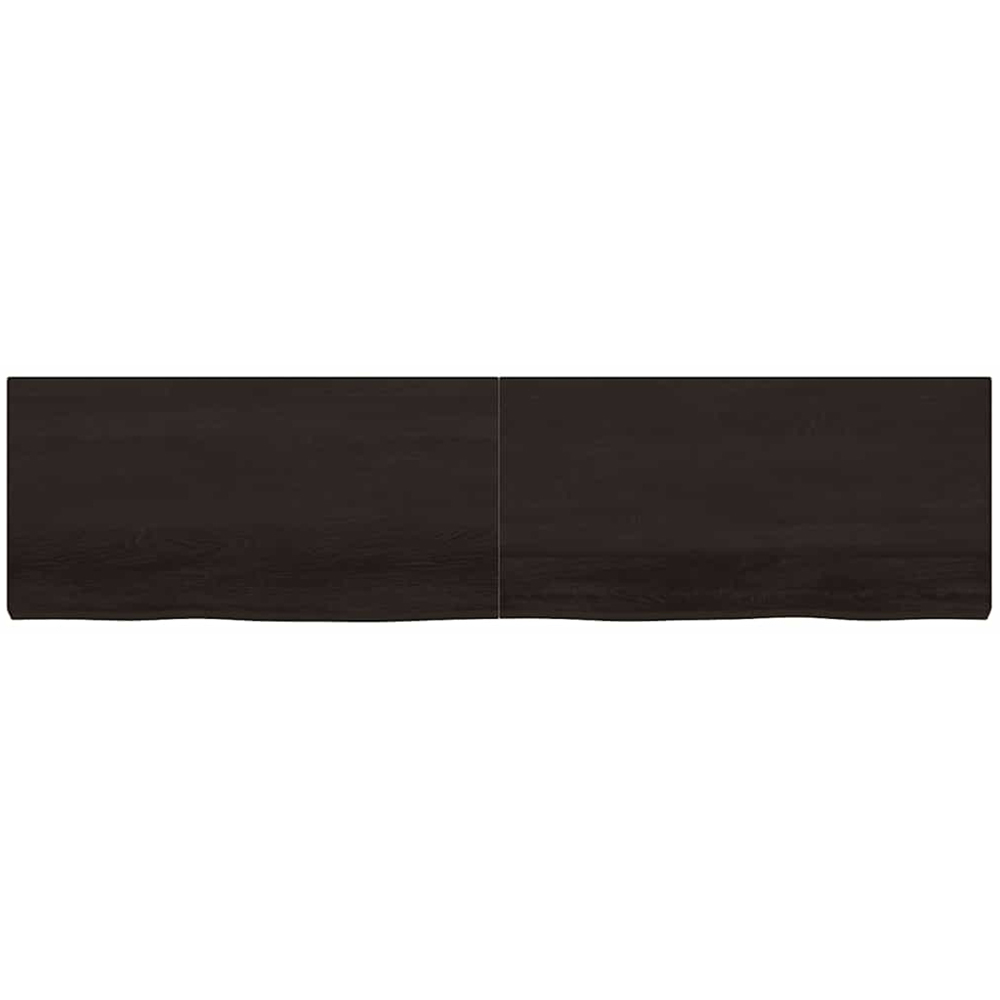 vidaXL 200cm Dark Brown Treated Solid Oak Wood Foldable Floating Wall Shelf Image 2