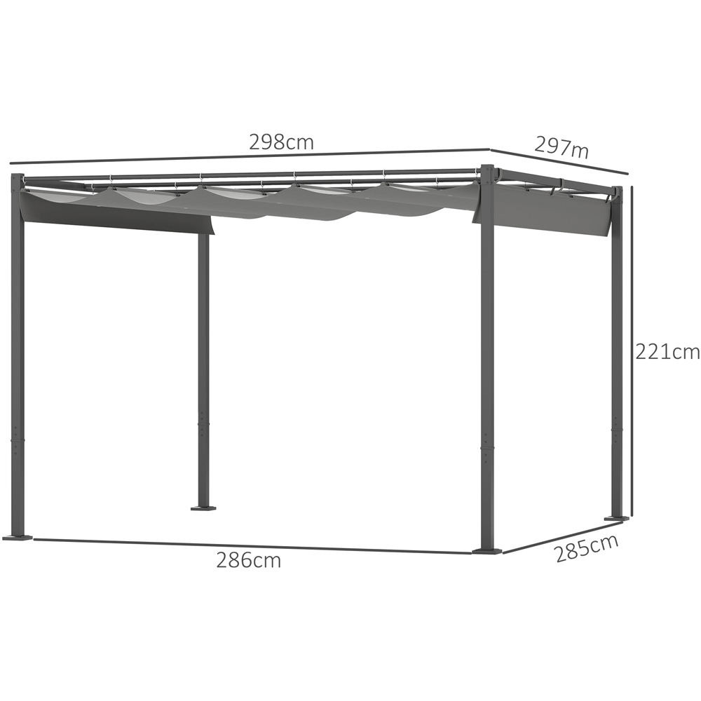Outsunny 3 x 3m Grey Garden Pergola with Retractable Roof Image 7