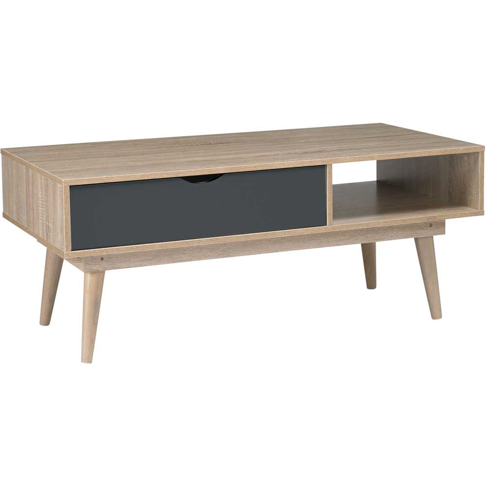 Scandi Single Drawer Oak and Grey Coffee Table Image 5