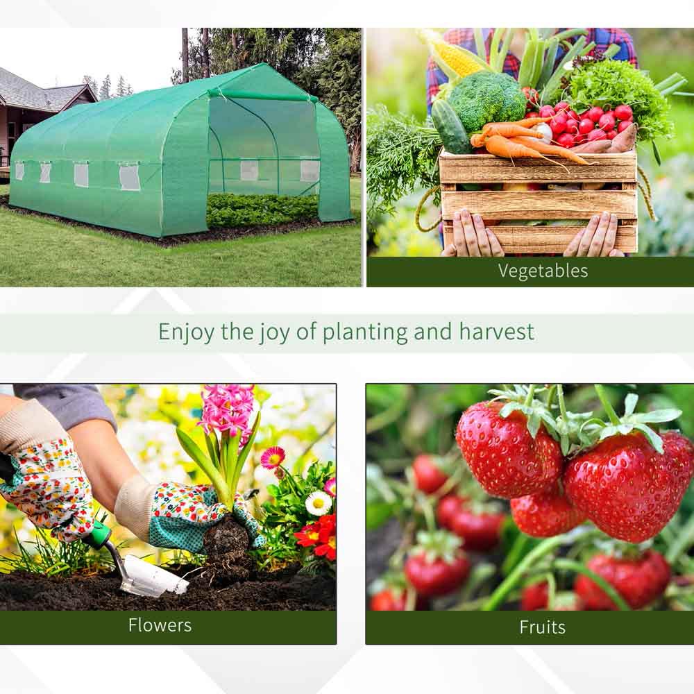 Outsunny Green PE Cloth 10 x 19.6ft Walk In Polytunnel Greenhouse Image 5