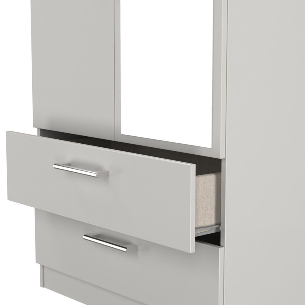 Crowndale Devon 2 Drawer Grey Matt Double Wardrobe with Mirror Door Ready Assembled Image 7