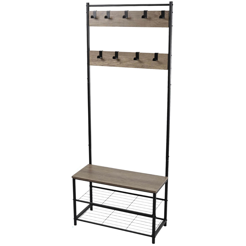 House of Home Rustic Light Brown Coat Rack Stand Image 1
