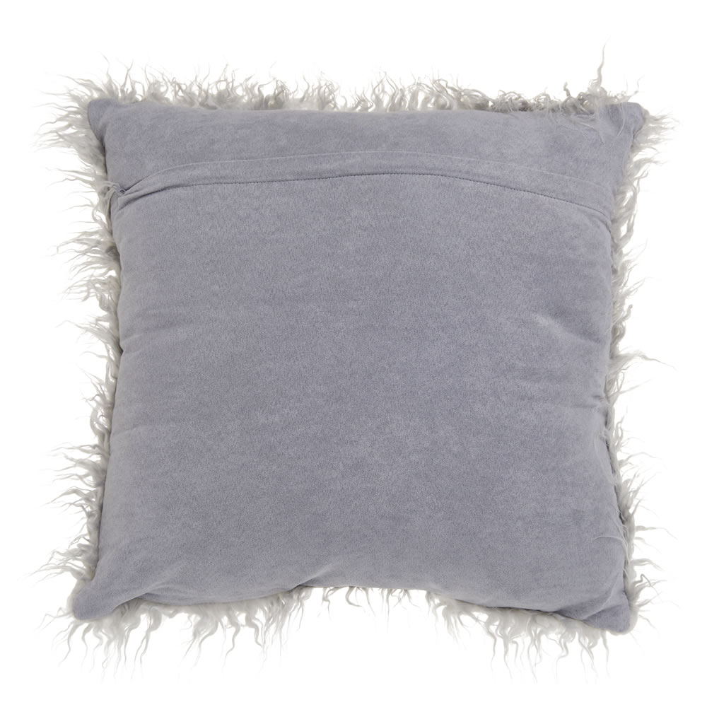Wilko Faux Mongolian Cushion Grey 50 x 50cm Wilko