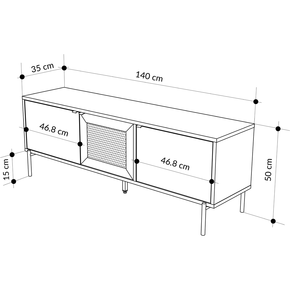 Decortie New Inca 3 Door Pusula Sandstone Metal TV Unit Image 7