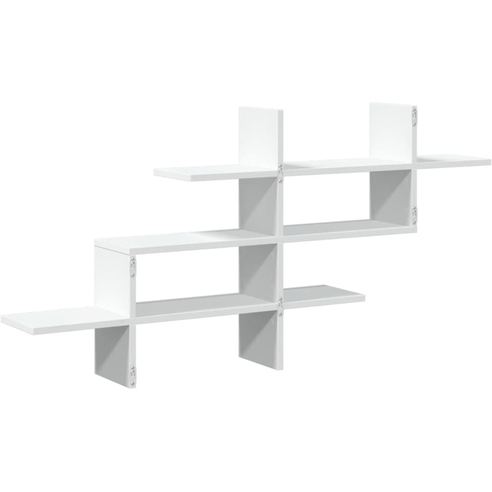 vidaXL 8 Shelf White Floating Wall Shelf Image 5