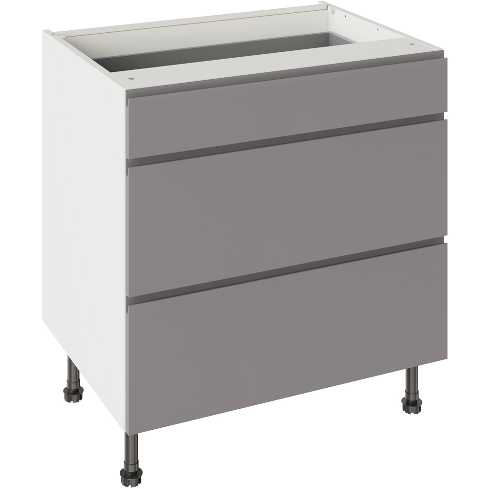 Kitchen Kit J-Pull Matt Dust Grey 3 Drawer Base Kitchen Cabinet Flatpack 800mm Image 1