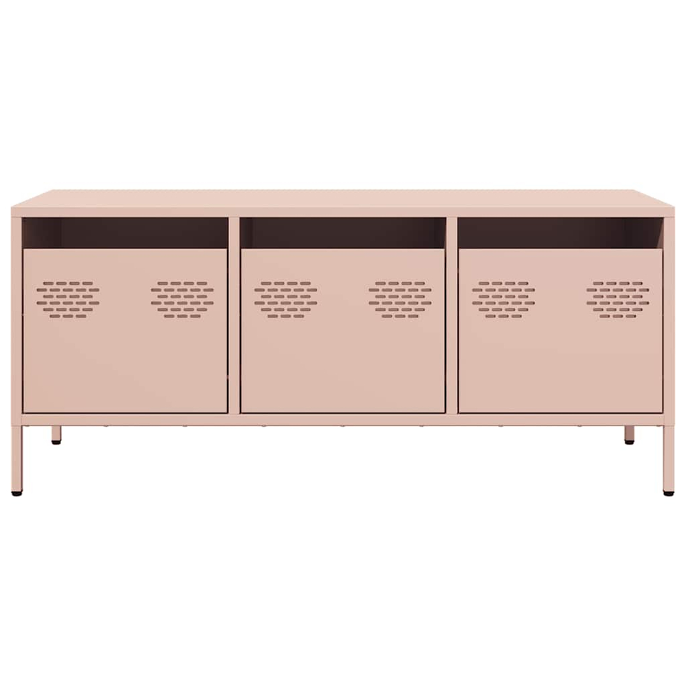 vidaXL 3 Drawer Pink Steel Industrial Style TV Cabinet Image 4