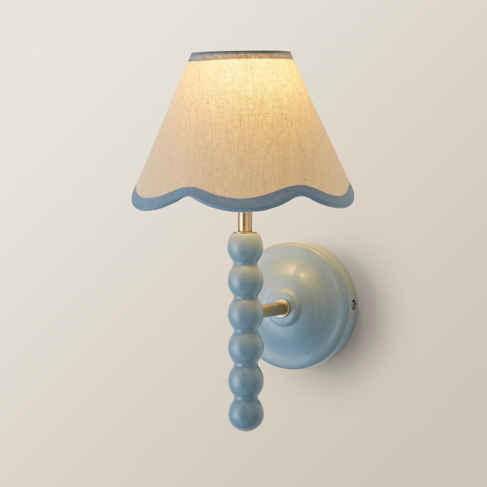 ValueLights Trim Scallop Shade Blue Bobbin LED Wall Light with Bulb 2 Pack Image 4