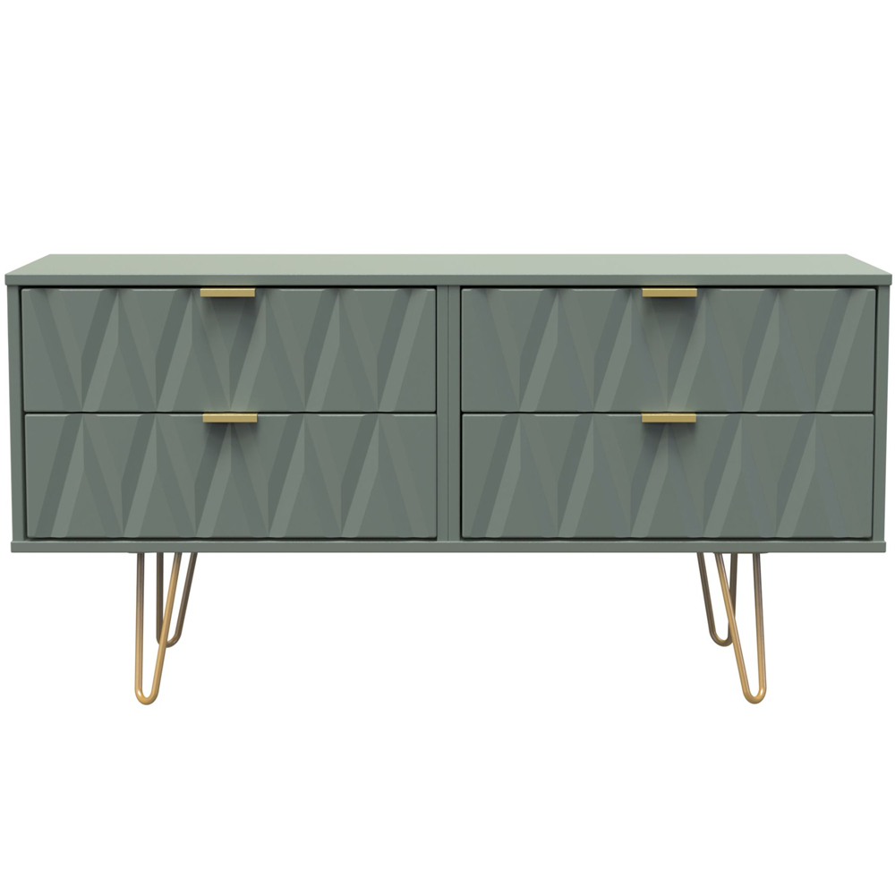 Crowndale Diamond 4 Drawer Reed Green Chest of Drawers Image 2