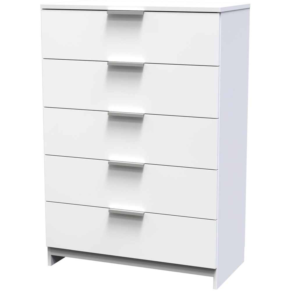 Crowndale Plymouth 5 Drawer White Chest Ready Assembled Image 2
