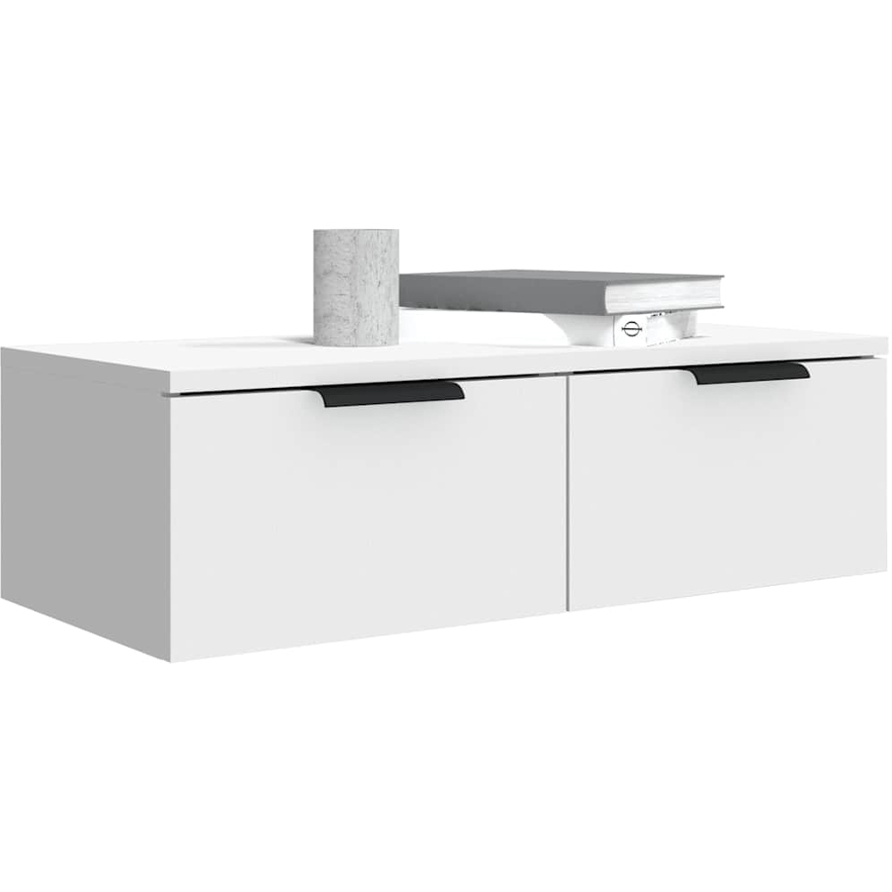 vidaXL 2 Drawer White Wall Cabinet Set of 2 Image 4