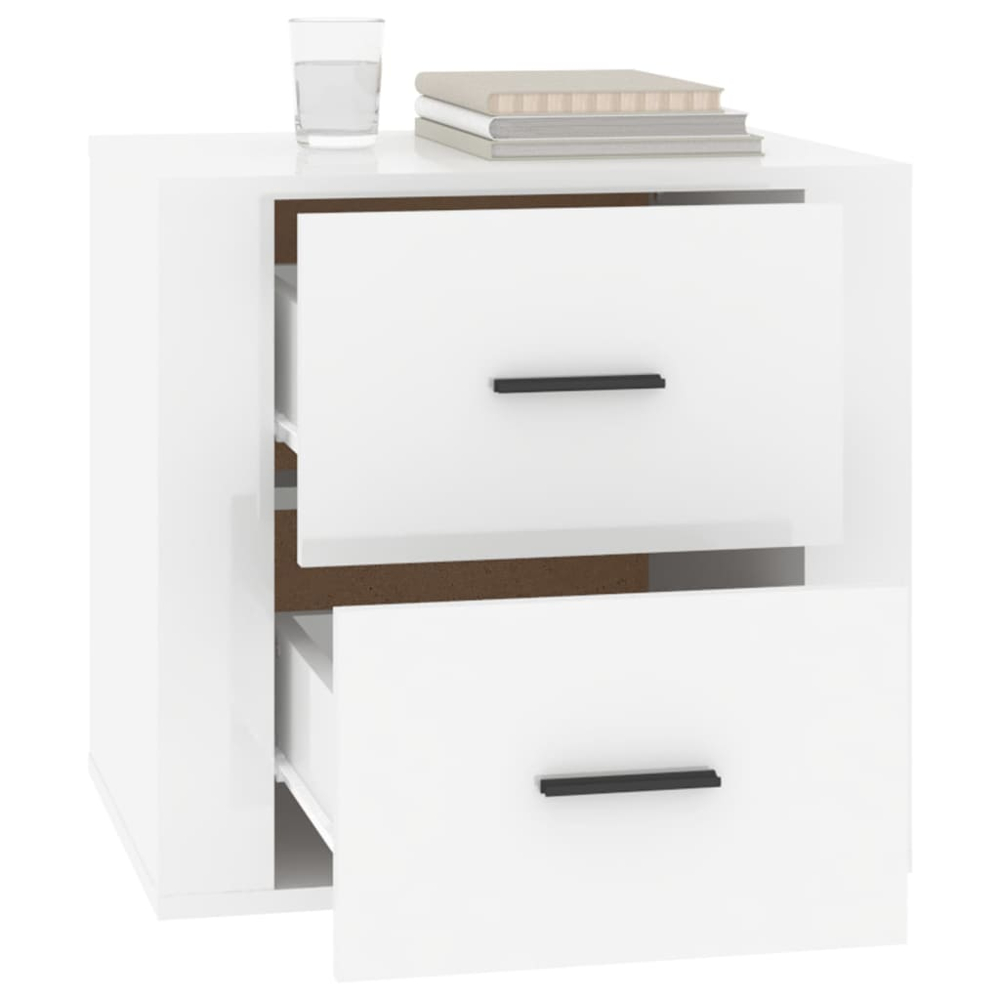 vidaXL 2 Drawer High Gloss White Bedside Cabinet Image 5