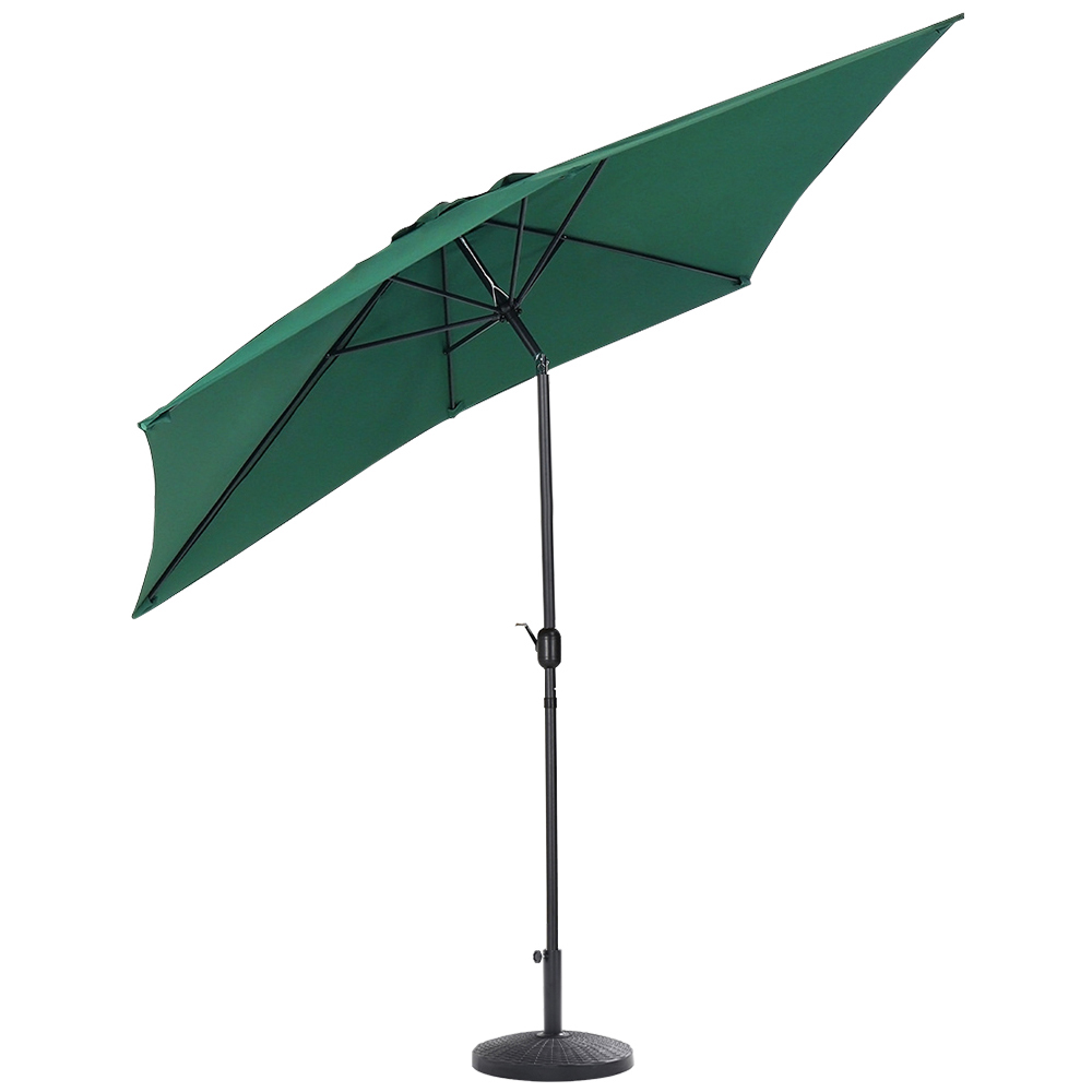 Living and Home Green Square Crank Tilt Parasol with Rattan Effect Base 3m Image 1