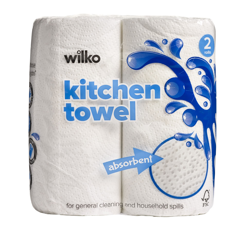 Wilko Kitchen Towels 2 Rolls 2 Ply Image