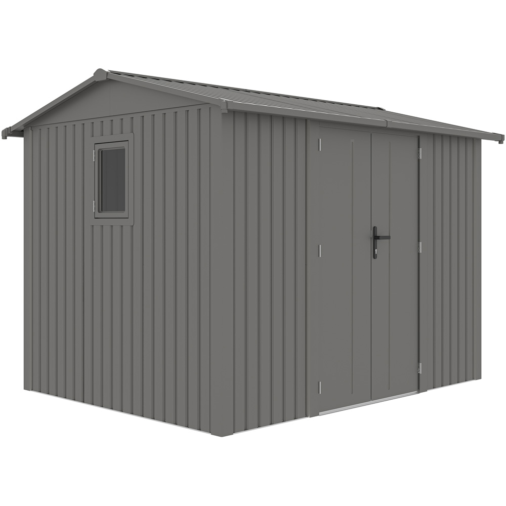 Rowlinson 10 x 8ft Grey Brentvale Premium Apex Metal Garden Shed Image 1