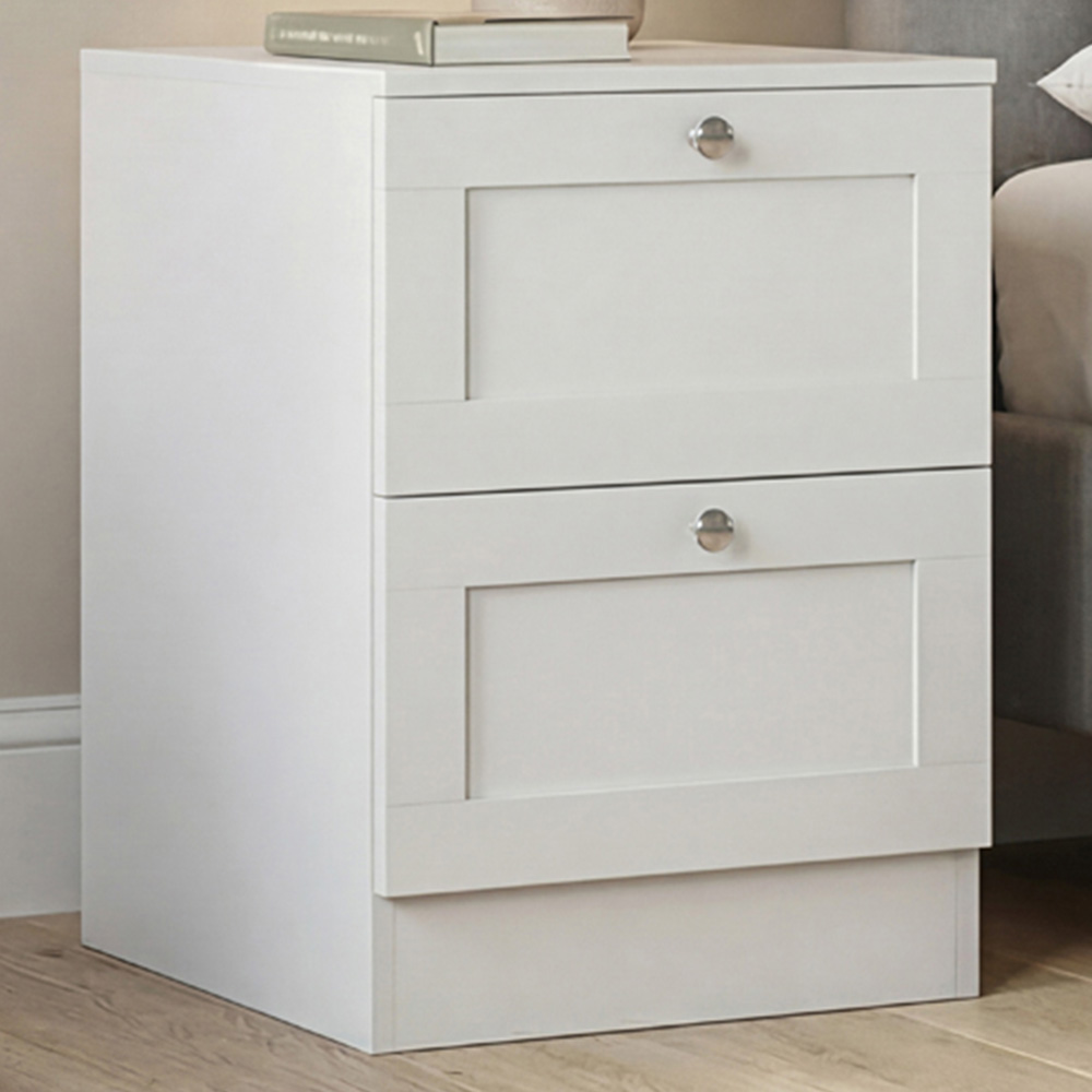 VIDA DESIGNS Altino 2 Drawer White Shaker-Style Bedside Chest Image 1