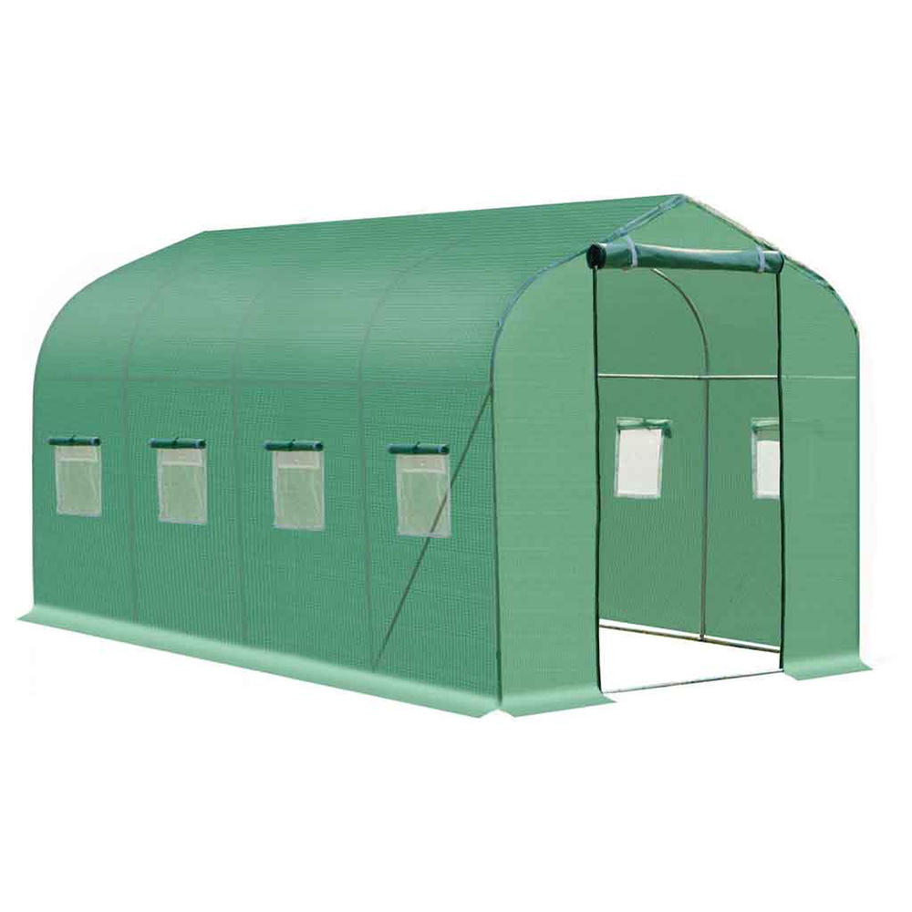 Outsunny Green PE Cloth 6.6 x 13ft Walk In Polytunnel Greenhouse Image 1