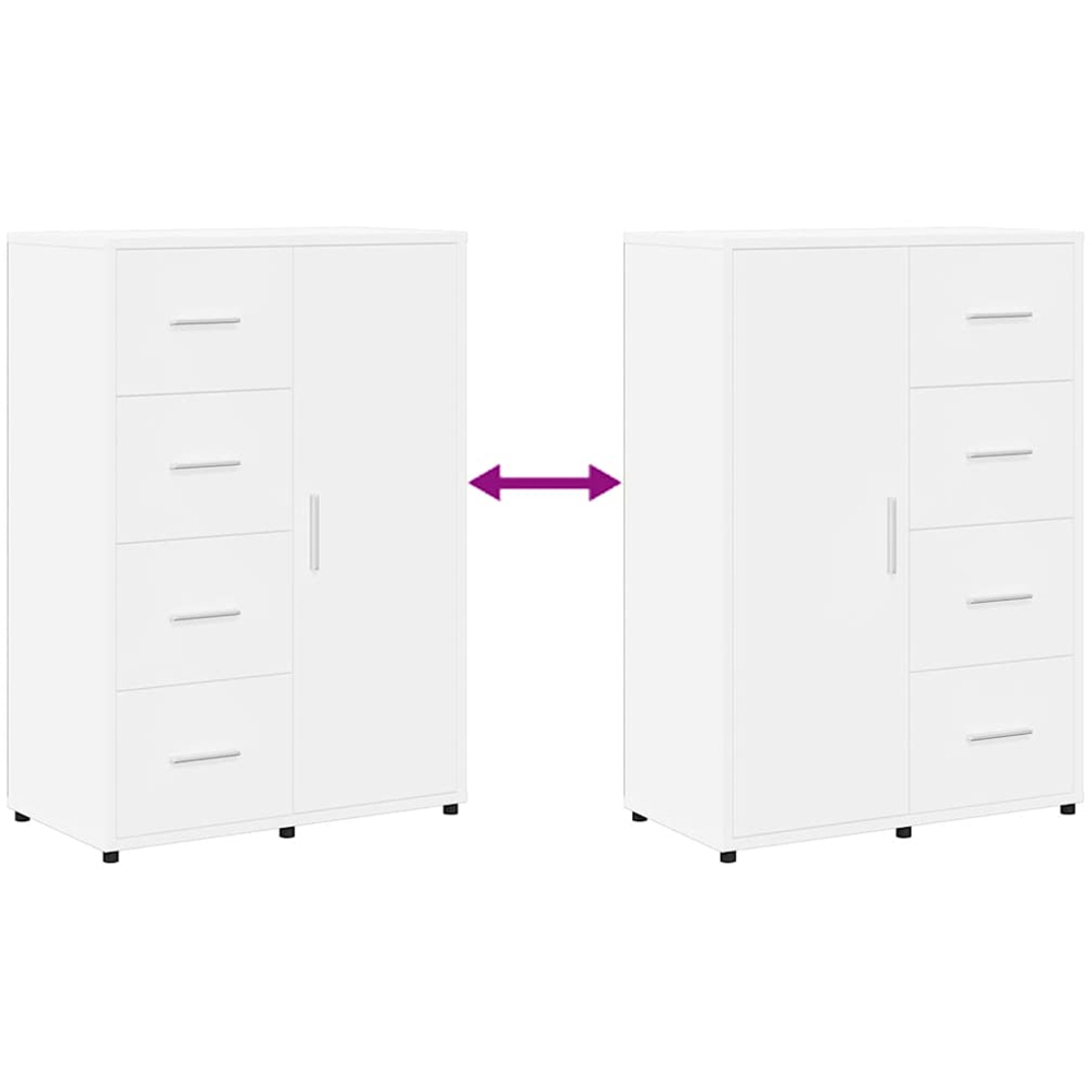 vidaXL Single Door 4 Drawer White Sideboard Set of 2 Image 8