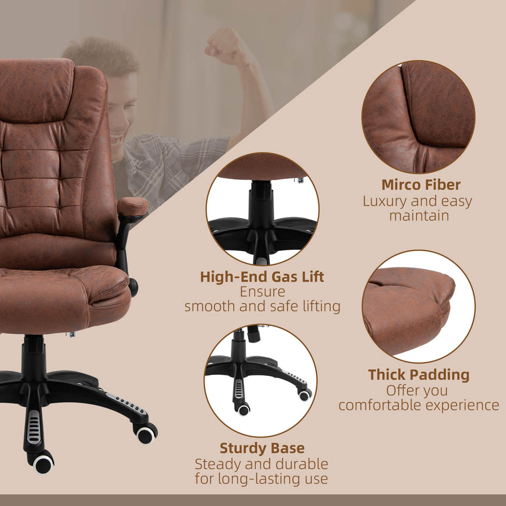 Portland Brown Microfibre Swivel Massage Recliner Office Chair Image 6