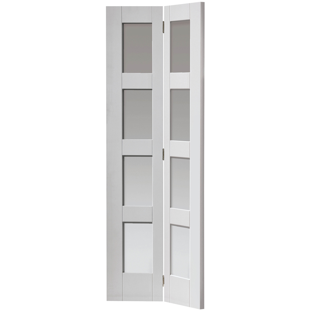 JB Kind Cayman Shaker White Glazed Bi-Fold Internal Door 1981 x 762mm Image 1