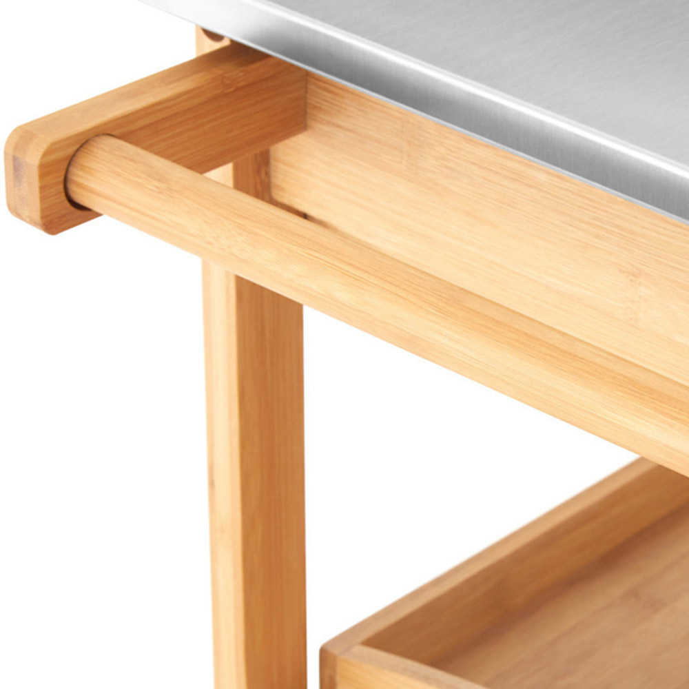 Premier Housewares Bamboo Kitchen Trolley with One Drawer Image 8