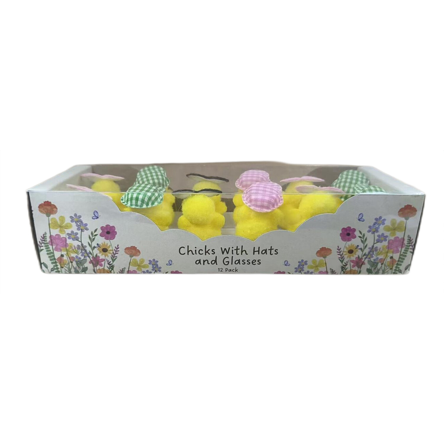 Pack of 12 Hat and Glasses Craft Chicks Yellow Image 2