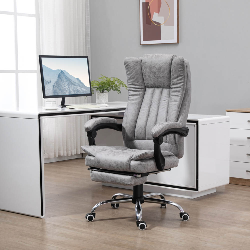 Portland Grey Microfibre Swivel Vibrating Massage Office Chair Image 7